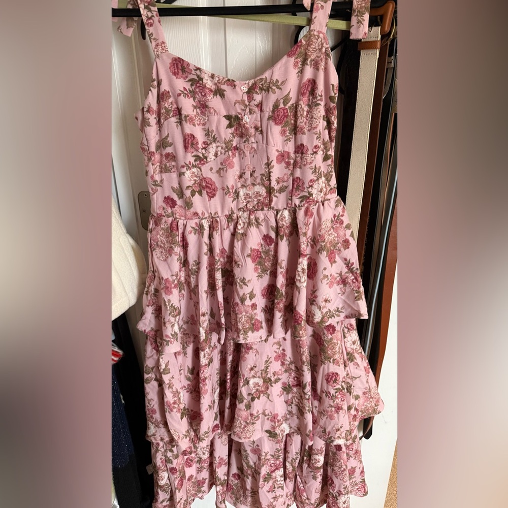 Pink Floral Midi Dress